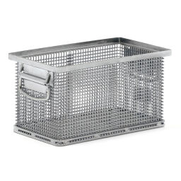 Wire basket with handles stackable Custom built.  L: 370, W: 220, H: 200 (mm). Article code: 99-4524