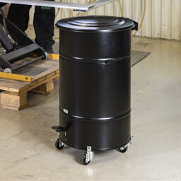 Waste bin Waste and cleaning metal waste bin with lid to pedal frame Article arrangement:  New.  L: 360, W: 360, H: 475 (mm). Article code: 96-KM30SF