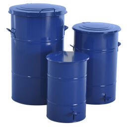Abfallbehälter Abfall und Reinigung Mülltonne aus Stahl mit Deckel auf Ständer Artikelzustand:  Neu.  L: 415, B: 415, H: 630 (mm). Artikelcode: 96-KM70BF