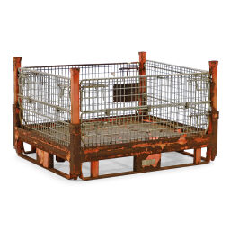 Mesh Stillages stackable and foldable 2 flaps at 1 short/long side used.  L: 1190, W: 990, H: 750 (mm). Article code: 98-3236GB