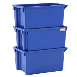 Stacking box plastic nestable and stackable all walls closed + open handles