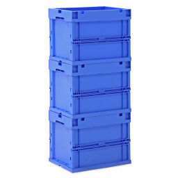 Stacking box plastic stackable and foldable all walls closed