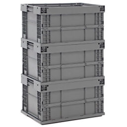 Stacking box plastic stackable and foldable all walls closed