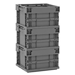 Stacking box plastic stackable and foldable all walls closed used Material:  plastic.  L: 400, W: 300, H: 240 (mm). Article code: 98-3329GB