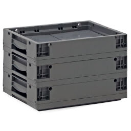 Stacking box plastic stackable and foldable all walls closed used Material:  plastic.  L: 400, W: 300, H: 240 (mm). Article code: 98-3329GB