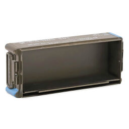 Gebrauchte Stapelboxen Stahl Palettenangebot mit Deckel.  L: 615, B: 250, H: 170 (mm). Artikelcode: 98-3471GB-PAL
