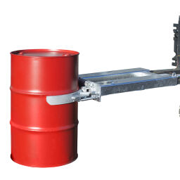Drum Handling Equipment drum gripper for 1x 200 l drum, rolling hoops or flanges.  L: 1285, W: 600, H: 165 (mm). Article code: 47FK-1-V