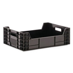 Stacking box plastic forcing box long side half open