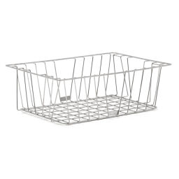 Wire basket nestable and stackable fixed construction stainless steel Version:  fixed construction stainless steel.  L: 600, W: 400, H: 200 (mm). Article code: 98-3713