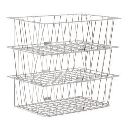 Wire basket nestable and stackable fixed construction stainless steel