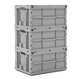 Stacking box plastic pallet tender all walls closed + open handles.  L: 600, W: 400, H: 300 (mm). Article code: 38-VB64-30S-PAL