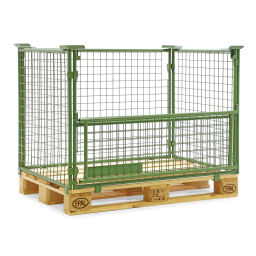 pallet stacking frames foldable construction stackable 1 flap at 1 long side.  L: 1200, W: 800, H: 800 (mm). Article code: 64608081N-04