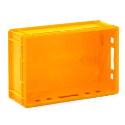Stapelboxen Kunststoff stapelbar E2 Fleischkiste mit offenen Handgriffen Typ:  stapelbar.  L: 600, B: 400, H: 200 (mm). Artikelcode: 38-FB6420-E2-L