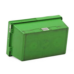 Stacking box plastic nestable all walls closed used Material:  plastic.  L: 495, W: 300, H: 210 (mm). Article code: 98-3775GB