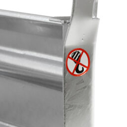 Stapelboxen Stahl feste Konstruktion Stapelbehälter 1 halbhohe Wand Euronorm (mm):  1200 x 800.  L: 1230, B: 830, H: 670 (mm). Artikelcode: 1031286V
