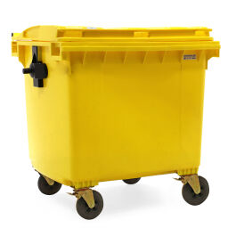 Müllcontainer Abfall und Reinigung für DIN-Adapter-Aufnahme geeignet mit Scharnierdeckel.  L: 1400, B: 1020, H: 1290 (mm). Artikelcode: 36-1100-L