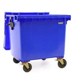 Müllcontainer Abfall und Reinigung für DIN-Adapter-Aufnahme geeignet mit Scharnierdeckel.  L: 1400, B: 1020, H: 1290 (mm). Artikelcode: 36-1100-W-1