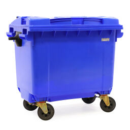 Müllcontainer Abfall und Reinigung geeignet für die Aufnahme mit DIN-Adapter mit Scharnierdeckel.  L: 1400, B: 770, H: 1190 (mm). Artikelcode: 36-660-W