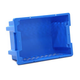 Stacking box plastic nestable and stackable walls perforated / floor closed