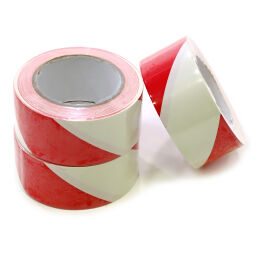 Floor marking and tape Safety and marking tape 50 mm x 33 m red/white.  L: 33000, W: 50, H: 1 (mm). Article code: 87-FMT5033-DT