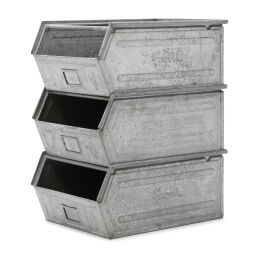 Storage bin steel stackable grip opening