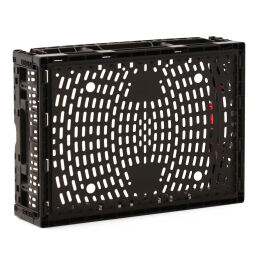 Stacking box plastic stackable and foldable walls + floor perforated Colour:  black.  L: 400, W: 300, H: 115 (mm). Article code: 98-3994