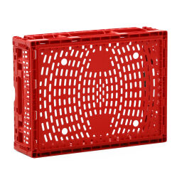Stapelboxen Kunststoff stapelbar und einklappbar perforierte Wände und Boden Farbe:  rot.  L: 400, B: 300, H: 115 (mm). Artikelcode: 98-3995