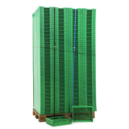 Stacking box plastic pallet tender walls + floor perforated New