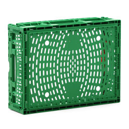 Stapelboxen Kunststoff stapelbar und einklappbar perforierte Wände und Boden Farbe:  grün.  L: 400, B: 300, H: 115 (mm). Artikelcode: 98-3998