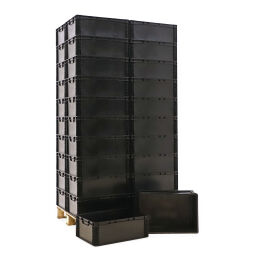 Stapelboxen Kunststoff stapelbar ESD alle Wände geschlossen Material:  elektrisch leitfähig.  L: 600, B: 400, H: 220 (mm). Artikelcode: 38-ESD64220-T-P