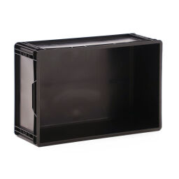 Stapelboxen Kunststoff stapelbar ESD alle Wände geschlossen Material:  elektrisch leitfähig.  L: 600, B: 400, H: 220 (mm). Artikelcode: 38-ESD64220-T-P