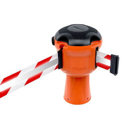 Barriers Safety and marking safety markings unit with red / white chevron / night reflective strip.  L: 9000, W: 145, H: 240 (mm). Article code: 10-SBARRIER-REF