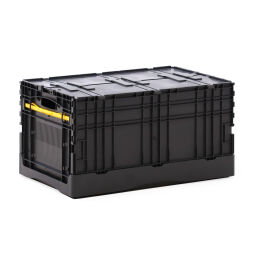 Stapelboxen Kunststoff stapelbar und einklappbar mit 2 teilig deckle + Trennwand.  L: 600, B: 400, H: 320 (mm). Artikelcode: 38-CT-120712