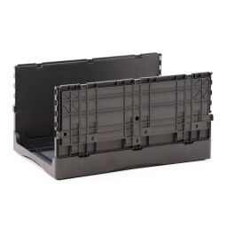 Stacking box plastic stackable and foldable with double lid + partition.  L: 600, W: 400, H: 320 (mm). Article code: 38-CT-120712