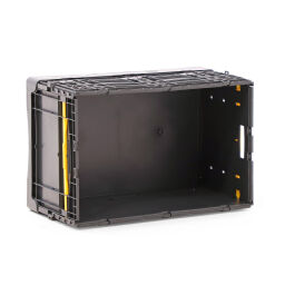 Stapelboxen Kunststoff stapelbar und einklappbar mit 2 teilig deckle + Trennwand.  L: 600, B: 400, H: 320 (mm). Artikelcode: 38-CT-120712