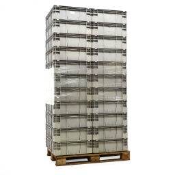 Stacking box plastic pallet tender all walls closed Material:  plastic.  L: 800, W: 600, H: 225 (mm). Article code: 98-4173GB-PAL