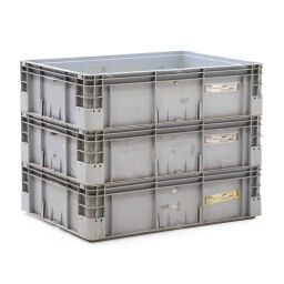 Stacking box plastic pallet tender all walls closed Material:  plastic.  L: 800, W: 600, H: 225 (mm). Article code: 98-4173GB-PAL