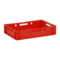 Stacking box plastic stackable E1 meat crate with open handles 38-FB6412-E1-D