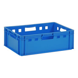 Stapelboxen Kunststoff stapelbar E2 Fleischkiste mit offenen Handgriffen Typ:  stapelbar.  L: 600, B: 400, H: 200 (mm). Artikelcode: 38-FB6420-E2-W