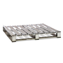 Pallet steel pallet 4-sided used.  L: 1100, W: 1100, H: 140 (mm). Article code: 98-4225GB