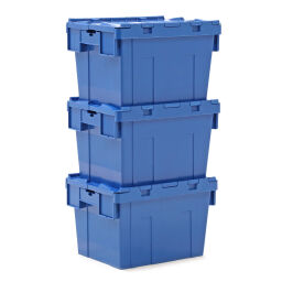 Stacking box plastic pallet tender provided with lid consisting of two parts