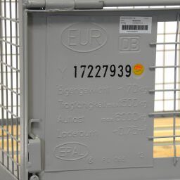 Stapelbare Euro-Gitterbox mit 2 Klappen an Längsseite, 1200 x 800 mm