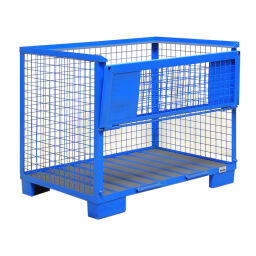 Mesh Stillages fixed construction stackable 2 flaps at 1 long side.  L: 1240, W: 835, H: 970 (mm). Article code: 99-003-W-01