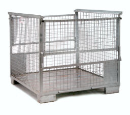Mesh Stillages fixed construction stackable 1 flap at 2 long sides Custom built.  L: 1200, W: 1200, H: 1000 (mm). Article code: 99-004-V-06