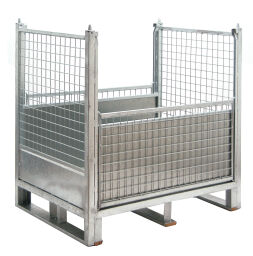 Mesh Stillages fixed construction stackable 1 flap at 2 long sides Custom built.  L: 1200, W: 800, H: 1200 (mm). Article code: 99-1220