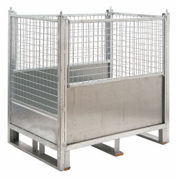 Mesh Stillages fixed construction stackable 1 flap at 2 long sides Custom built.  L: 1200, W: 800, H: 1200 (mm). Article code: 99-1220