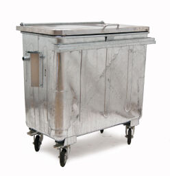 Müllcontainer Abfall und Reinigung geeignet für die Aufnahme mit DIN-Adapter mit Scharnierdeckel.  L: 1248, B: 693, H: 1213 (mm). Artikelcode: 99-2032