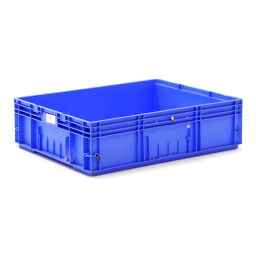 Stacking box plastic stackable KLT all walls closed used Material:  plastic.  L: 800, W: 600, H: 220 (mm). Article code: 98-4724GB