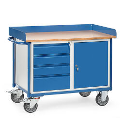 Workbench fetra workshop trolley worktop / cabinet / 4 drawers