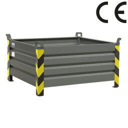 Stacking box steel fixed construction stacking box 4 sides, with CE certification Euronorm (mm):  1200 x 1000.  L: 1200, W: 1000, H: 670 (mm). Article code: 10212106S-CE